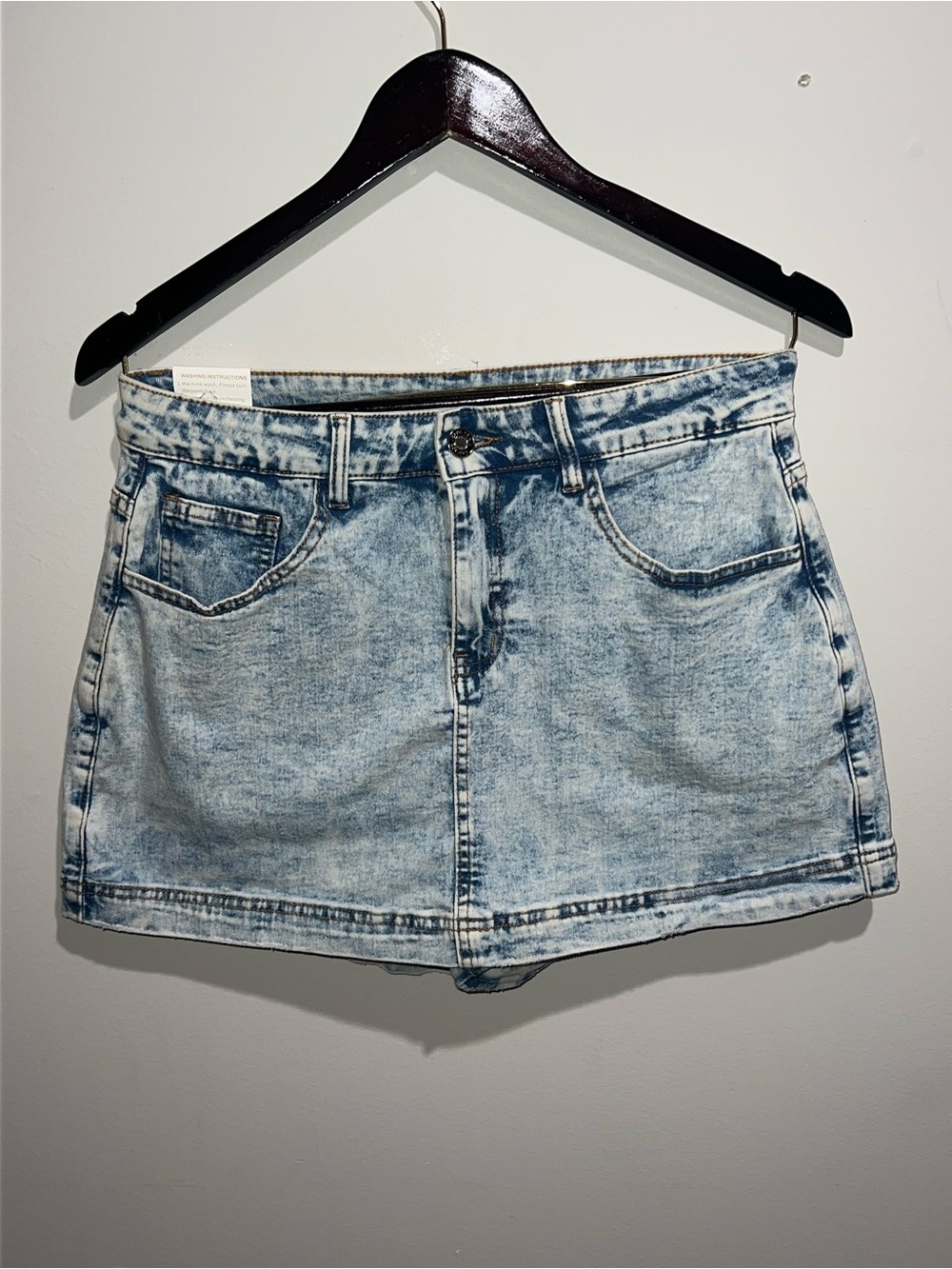 Light Acid Wash Denim Y2K Mini Skirt SKORT - Size M